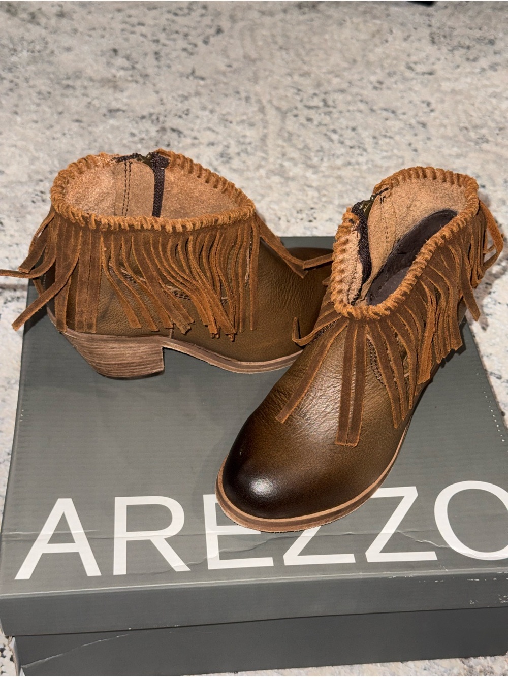 Circle G Brown Suede Fringe Ankle Boots